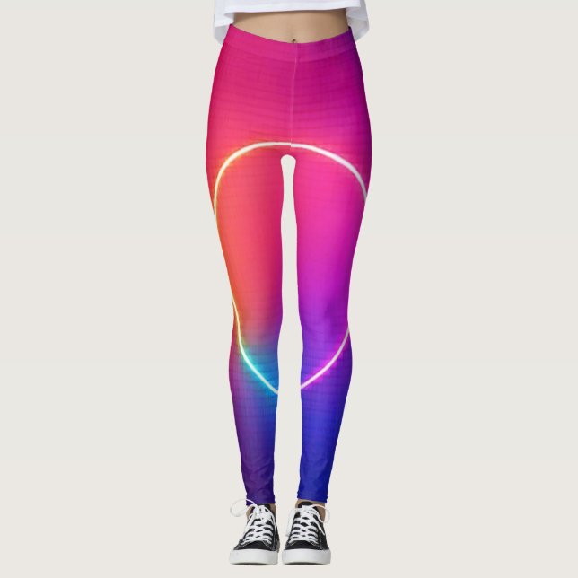 Legging Círculo de Brilho Neon Arte Abstrata (Frente)