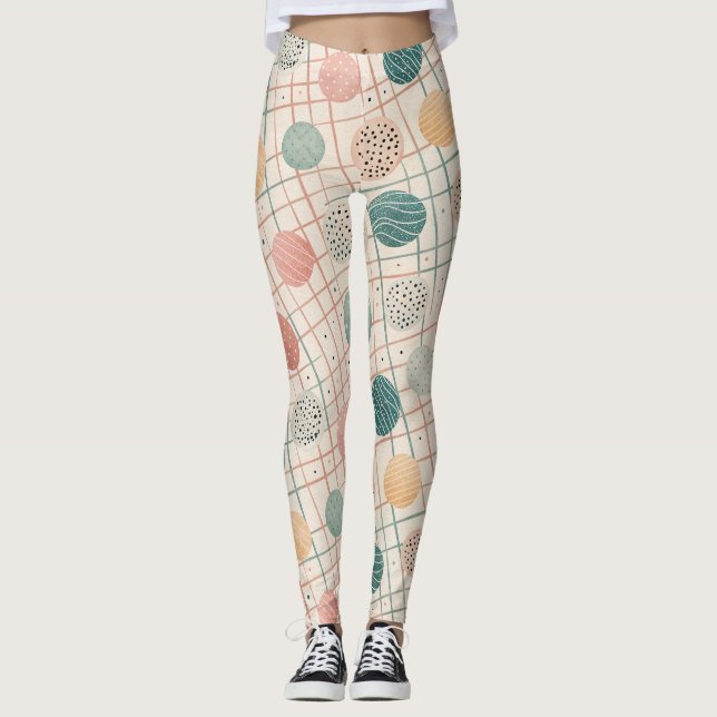 Legging Círculo Geométrico Retro | Abstrato de Meados do S (Frente)