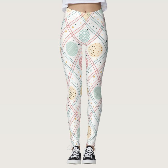 Legging Círculo Geométrico Retro | Abstrato de Meados do S (Frente)