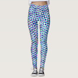 Legging Círculo Pixelado Geométrico Abstrato Azul e Branco