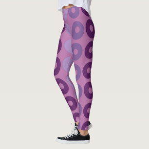 Legging círculo rosa e roxo padrão geométrico