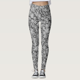 Legging Círculos Abstrato preto e branco