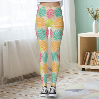 Legging Círculos Abstratos Geométricos Coloridos Sobre Cre