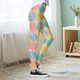 Legging Círculos Abstratos Geométricos Coloridos Sobre Cre