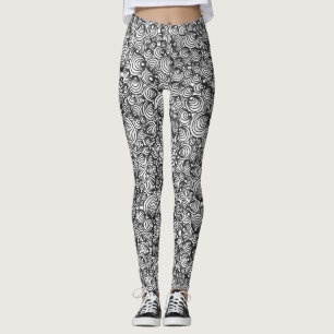 Legging Círculos abstratos preto e branco