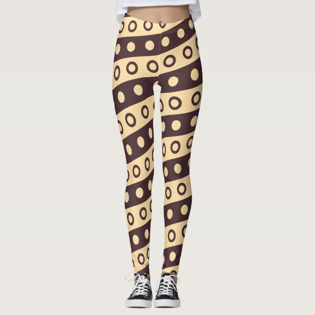 Legging Círculos Beige Chocolate Padrão Mínimo (Frente)