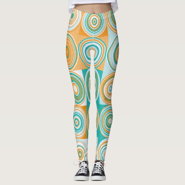 Legging Círculos Coloridos Aleatórios: Fundo Artístico. (Frente)