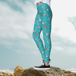 Legging Círculos Coloridos Geométricos Modernos Sobre Turq