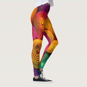 Legging Círculos concêntricos multicoloridos textura abstr