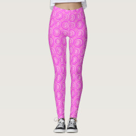 Legging Círculos de Destaque Flores de Fundo Rosa
