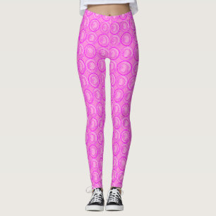 Legging Círculos de Destaque Flores de Fundo Rosa