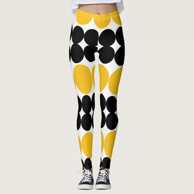 Legging Círculos de Eclipse, Design de padrão amarelo e pr (Frente)