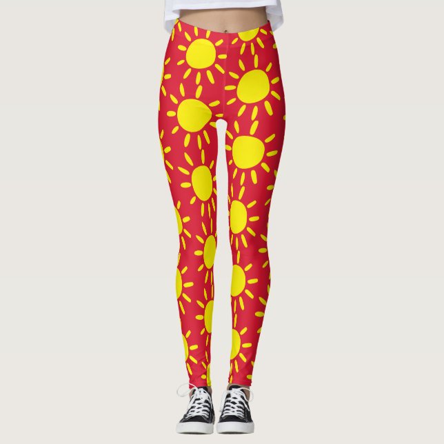 Legging Círculos de raios de sol abstratos divertidos em v (Frente)