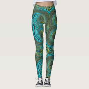 Legging Círculos de Turquesa Negra Ouro Verde