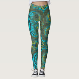 Legging Círculos de Turquesa Negra Ouro Verde