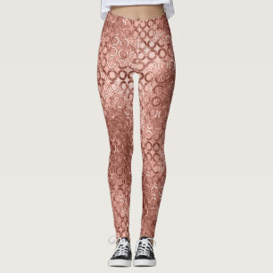 Legging Círculos Dourados Rosa Brilhantes Luxo Faísca
