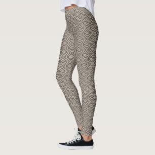 Legging Círculos Espirais Elegantes Abstrato em Castanho