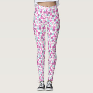 Legging Círculos Geométricos Cor-de-Rosa Triângulo Padr