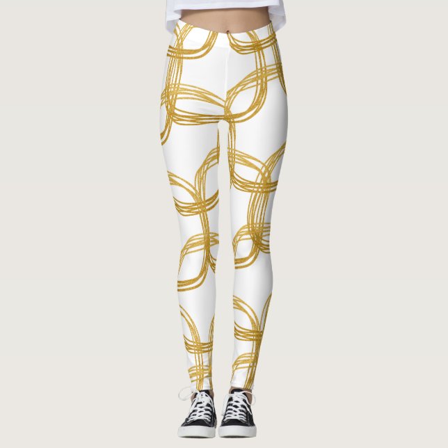 Legging Círculos Modernos Chic de Rabisco Dourado Escolha  (Frente)