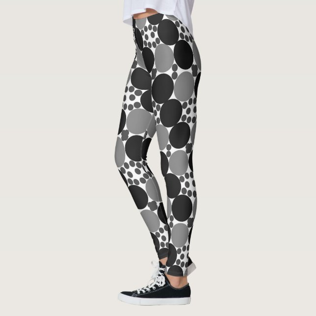 Legging Círculos Monocromáticos: Abstrato Preto Branco E C (Esquerda)
