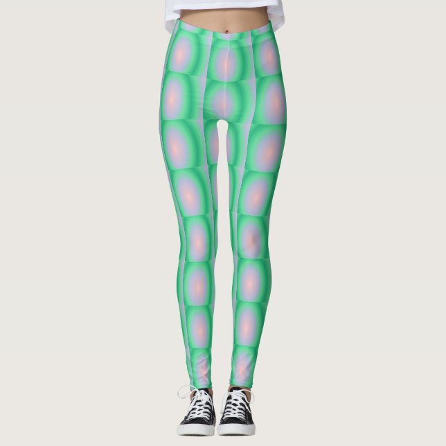 Legging Círculos Negritos Verdes e Rosas (Frente)