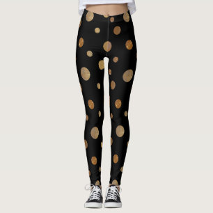 Legging Círculos ouros Bolinhas Preto Geométrico
