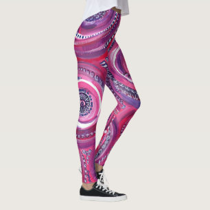 Legging Círculos rosa e roxo e espirais originais