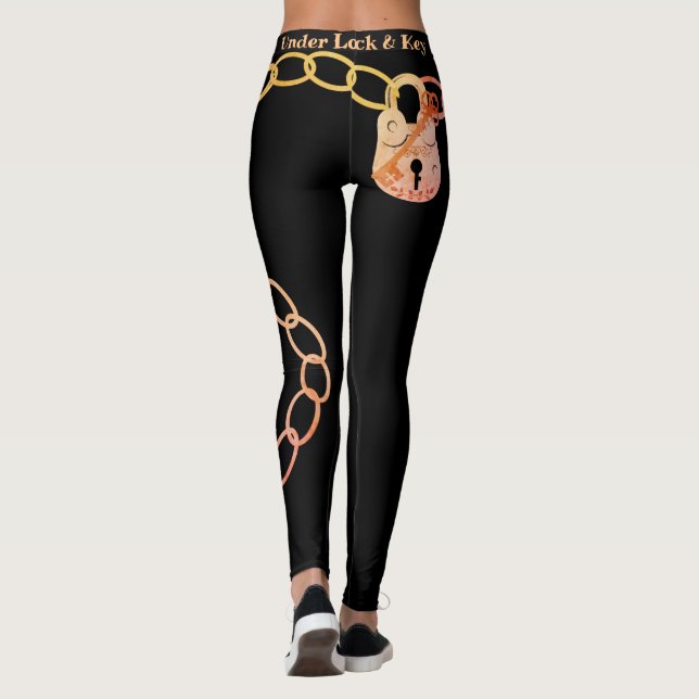 Legging Citação Chave Chave Cadeada Engraçada Chainlink Bl (Verso)