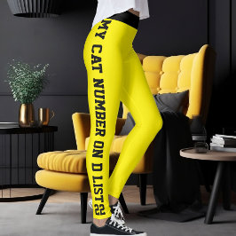 Legging Citação Personalizada de Gato de Estimação em Pret