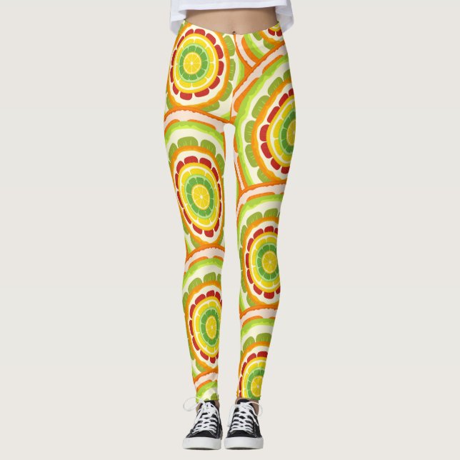 Legging Citrino tropical SUMMER Laranja limão fina (Frente)