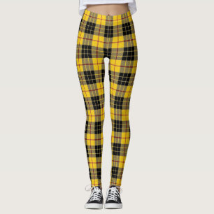 Legging Clã escocês MacLeod do Tartan preto amarelo de
