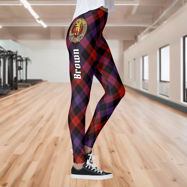 Legging Clan Brown Crest sobre Tartan (Criador carregado)