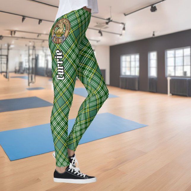 Legging Clan Currie Lion Crest sobre Tartan (Criador carregado)