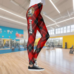 Legging Clan Ramsay Crest sobre o Red Tartan