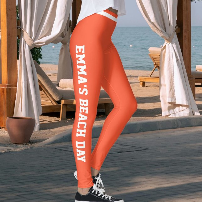 Legging Classe de Diversão de Férias Personalizada Laranja (Criador carregado)