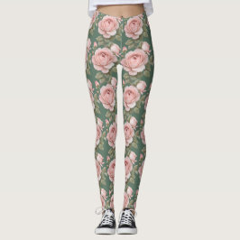 Legging Classic English Roses In Blush Pink 