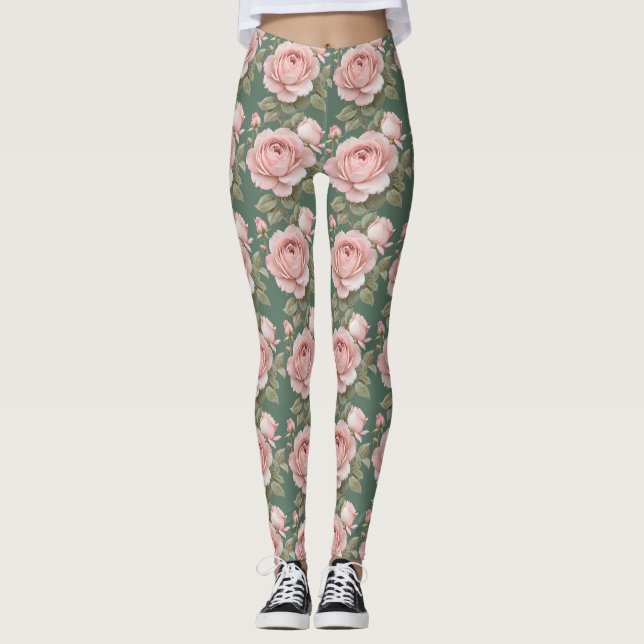 Legging Classic English Roses In Blush Pink  (Frente)