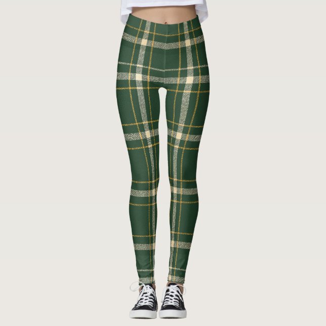 Legging Classic Green Plaid Christmas (Frente)