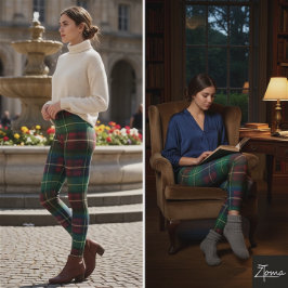 Legging Classic Green Red Square Christmas Tartan