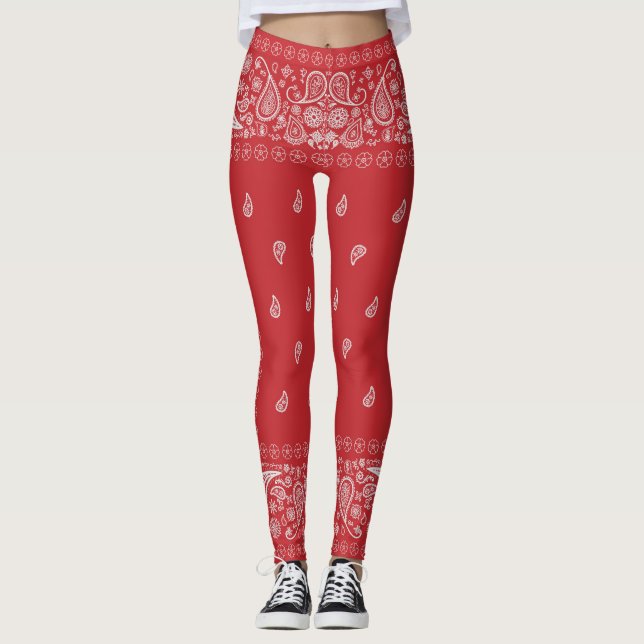 Legging Classic Red Paisley Bandana Design (Frente)