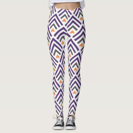 Legging Clássica geométrica moderna branca púrpura