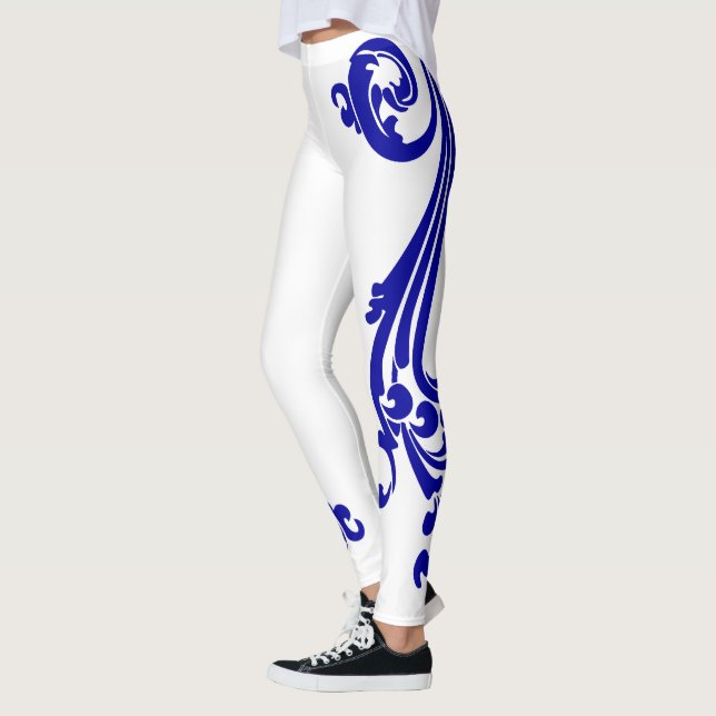 Legging Clássica Socialite Flourish Real Azul (Esquerda)