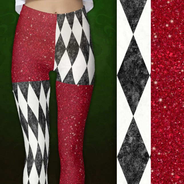 Legging Clássico Black White Harlequin Diamond Argyle (Close up)
