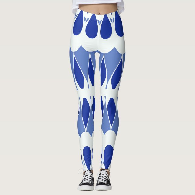 Legging Clássico branco azul vibrante "Ratti_Creative_Arts (Frente)
