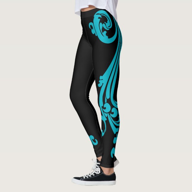 Legging Clássico Socialite Aqua Azul Flourado (Esquerda)