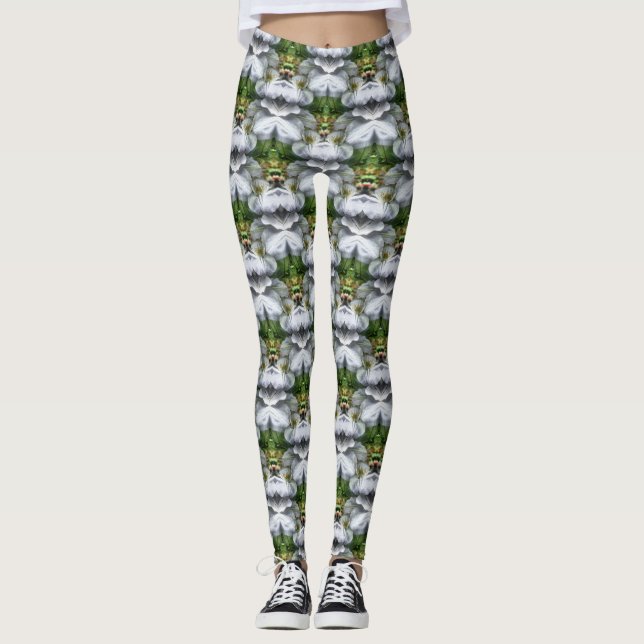 Legging Clematis Flower Nature Abstrato Patterno (Frente)