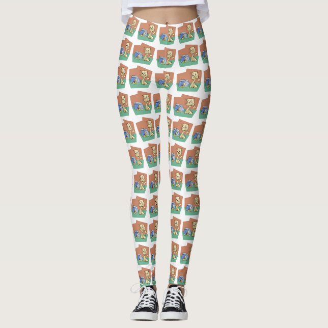 Legging Clipe de gato e de tigela (Frente)