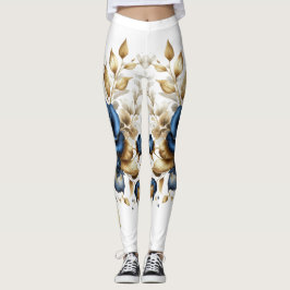 Legging Cobalt White Flowers