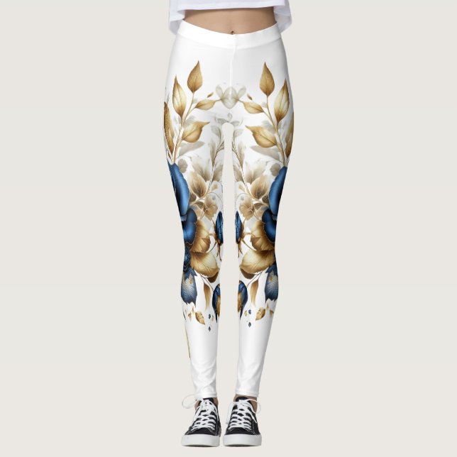 Legging Cobalt White Flowers (Frente)