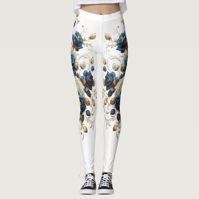 Legging Cobalt White Flowers United (Frente)